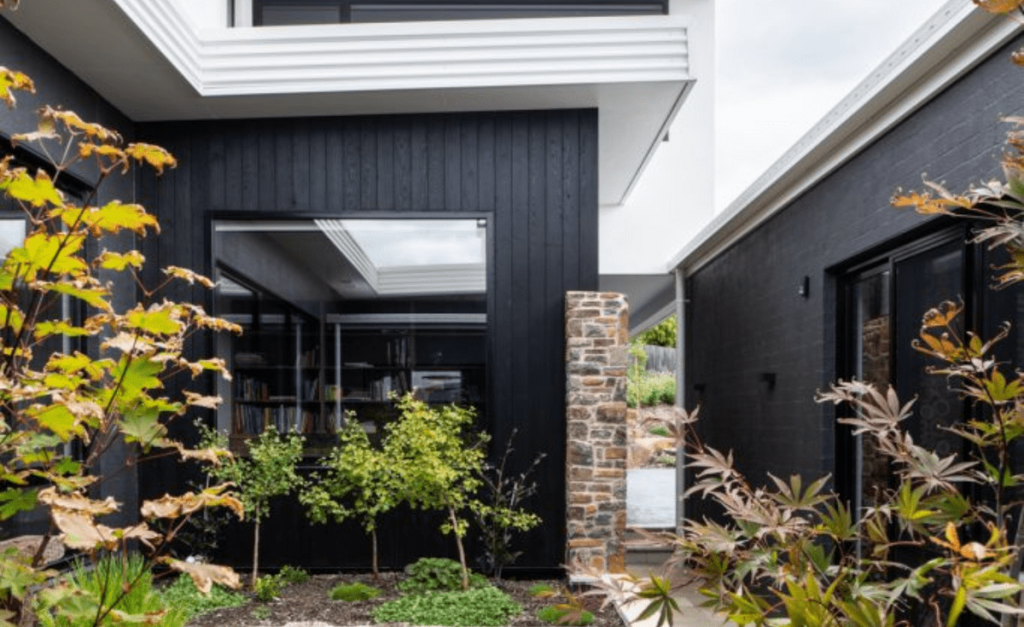 Burnt timber cladding  for exterior wall